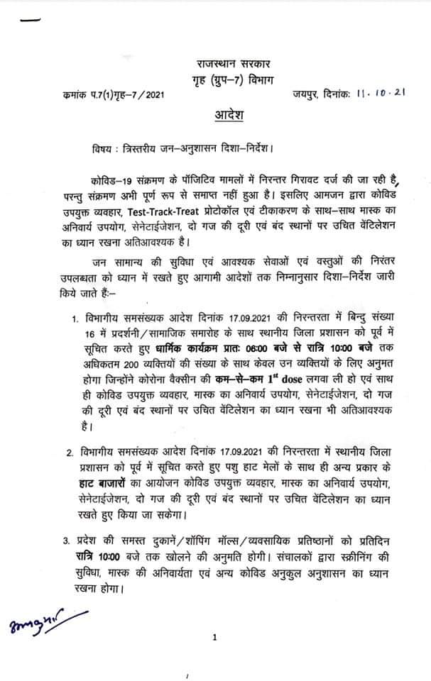राजस्थान सरकार की नई गाइडलाइन: धार्मिक आयोजनों में छूट बढ़ाई, हाट बाजार भी लग सकेंगे 2 ca12ecef 82fd 4823 931d b2ffe467cb2b