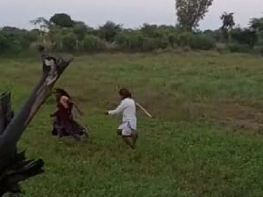 vWoman brutally beaten up with sticks over land dispute | जमीनी विवाद को लेकर महिला को बेरहमी से लाठियों से पीटा